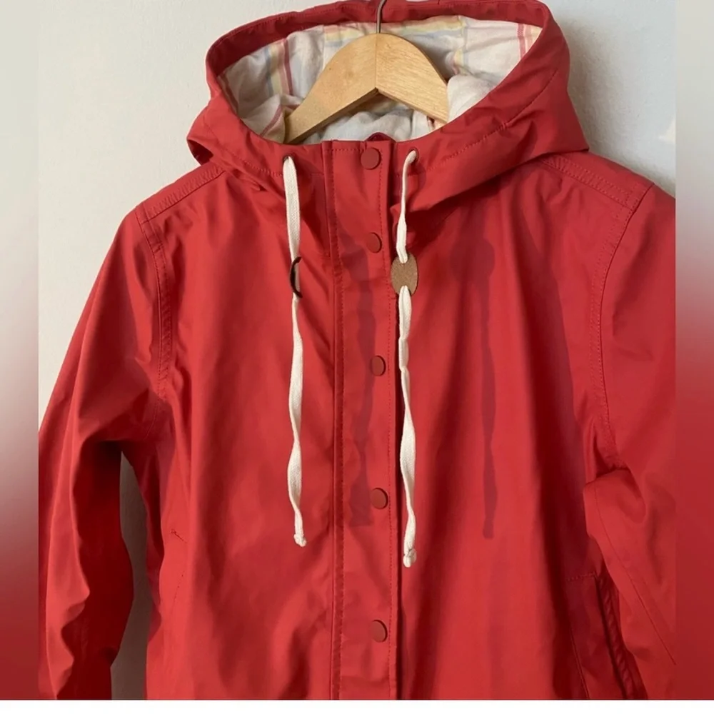 Marine Layer Red Hooded Lines Rain Jacket- Size XS - Picture 6 of 8